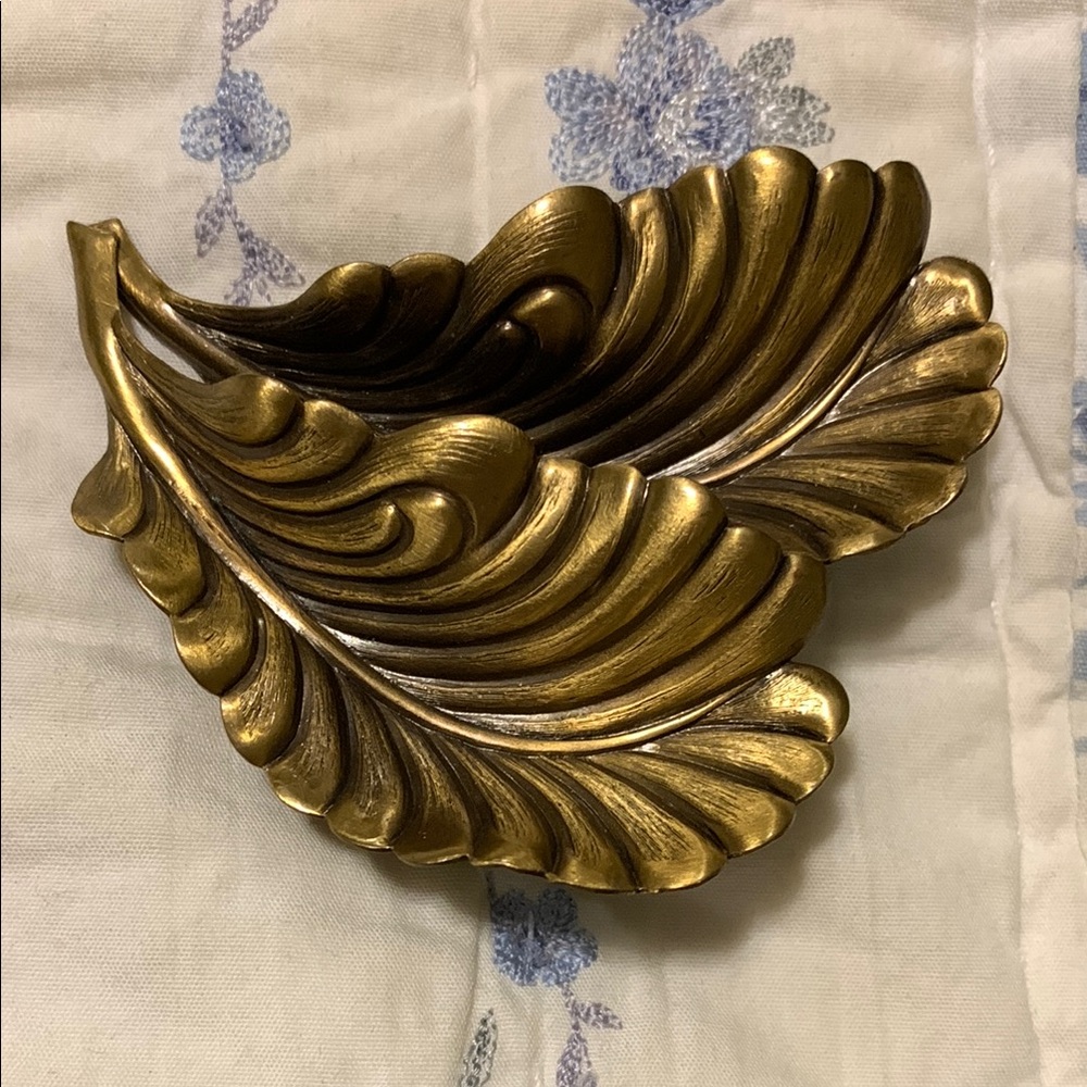 Gold Bronze Leaf Shaped Brooch